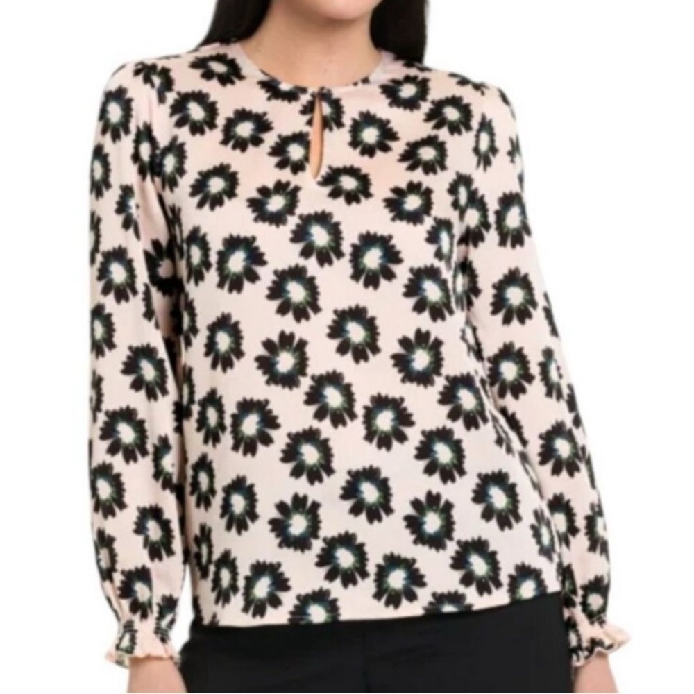 Ted Baker Floral Print Blouse Light Pink | Size Large